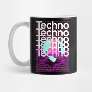 TECHNO  - Grid Globe (White/pink/blue) Mug